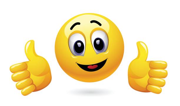 Emoticon thumbs up showing positive mood.